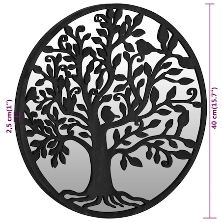 vidaXL Lustro do wnętrz, czarne, 40x2,5 cm, okrągłe, żelazne