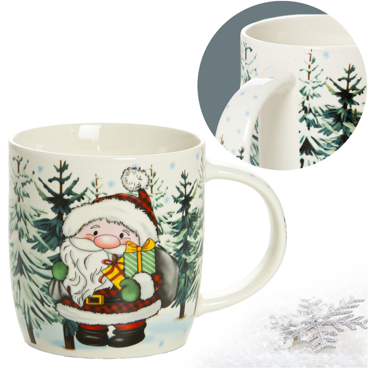 Kubek Świąteczny Ceramiczny Na Prezent 370 Ml Boże Narodzenie Mikołaj