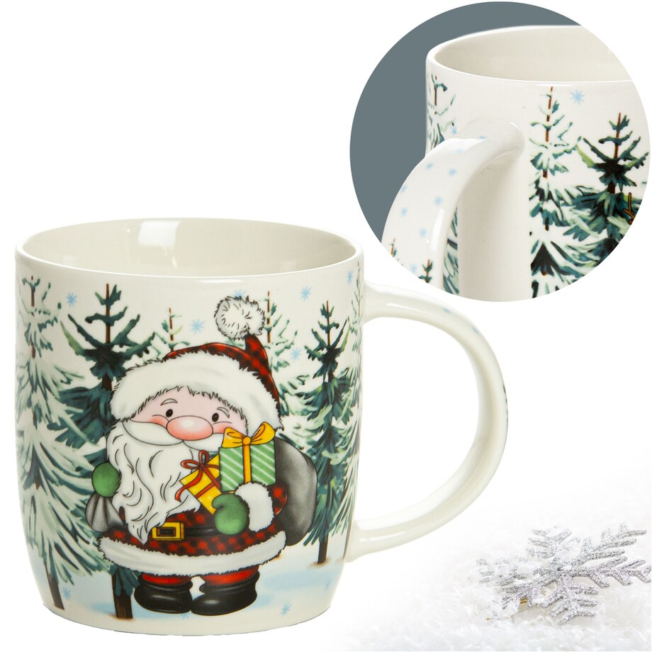 Kubek Świąteczny Ceramiczny Na Prezent 370 Ml Boże Narodzenie Mikołaj