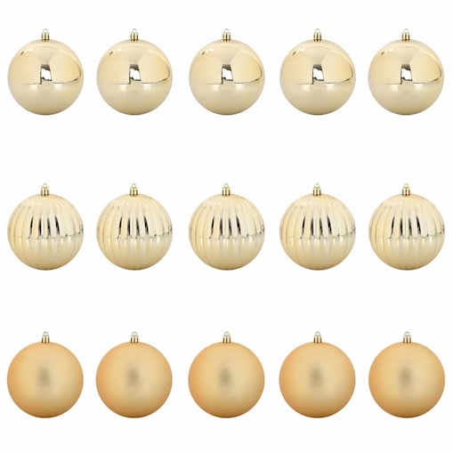 vidaXL Zestaw Bombek Choinkowych 15 pcs złoty