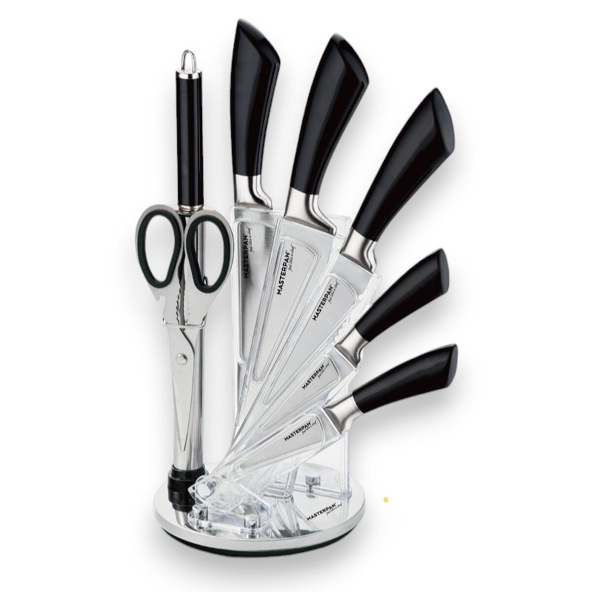 Zestaw Komplet Noży Kuchennych W Stojaku 8 Szt. Ostrzałka Nożyczki Ostre
