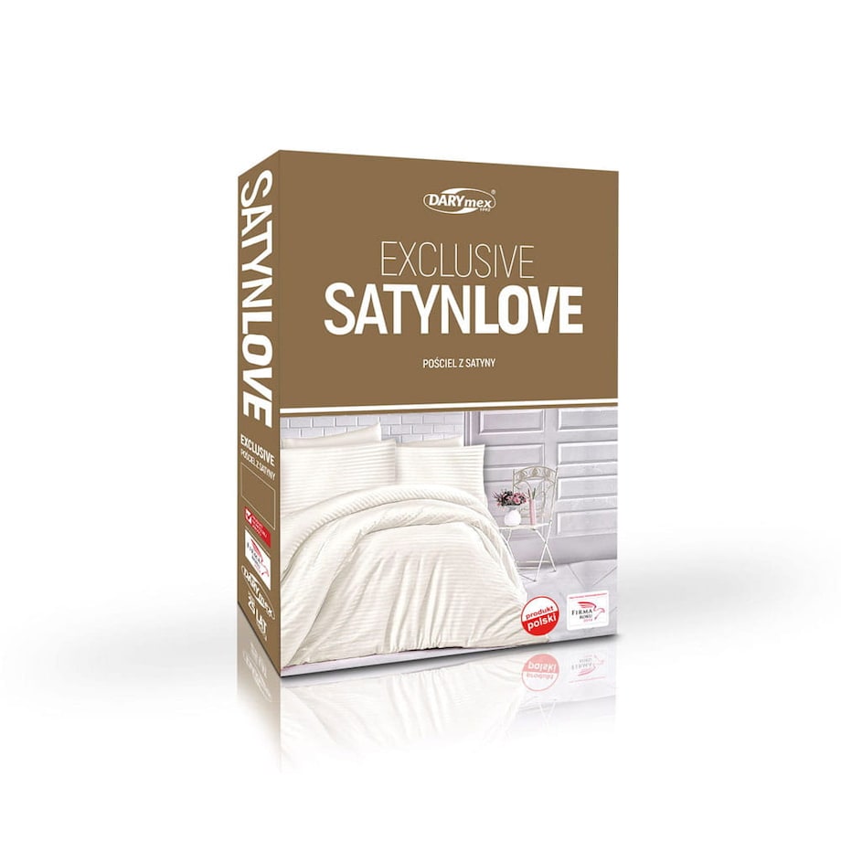 Pościel satyna bawełniana 220x200 Exclusive Cizgili kolor krem