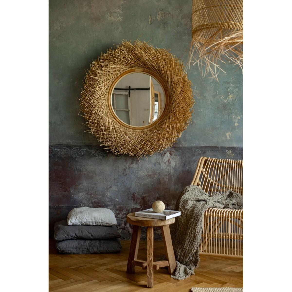 Rattanowe lustro RUAL - 100 cm