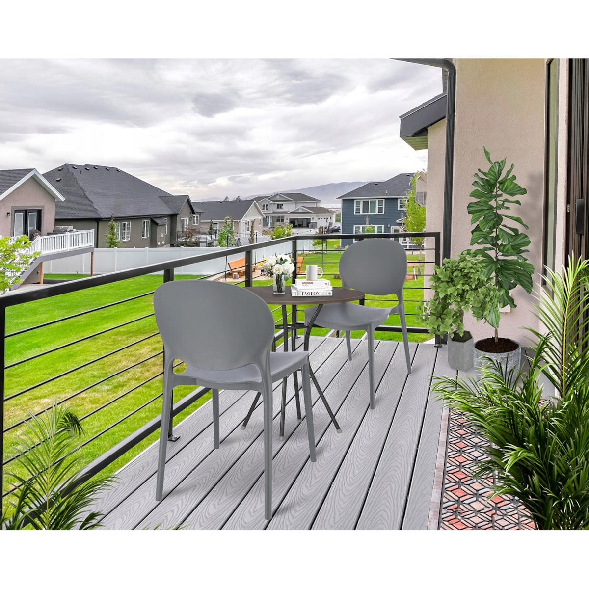 Krzesło ogrodowe plastikowe JUSTIN szare