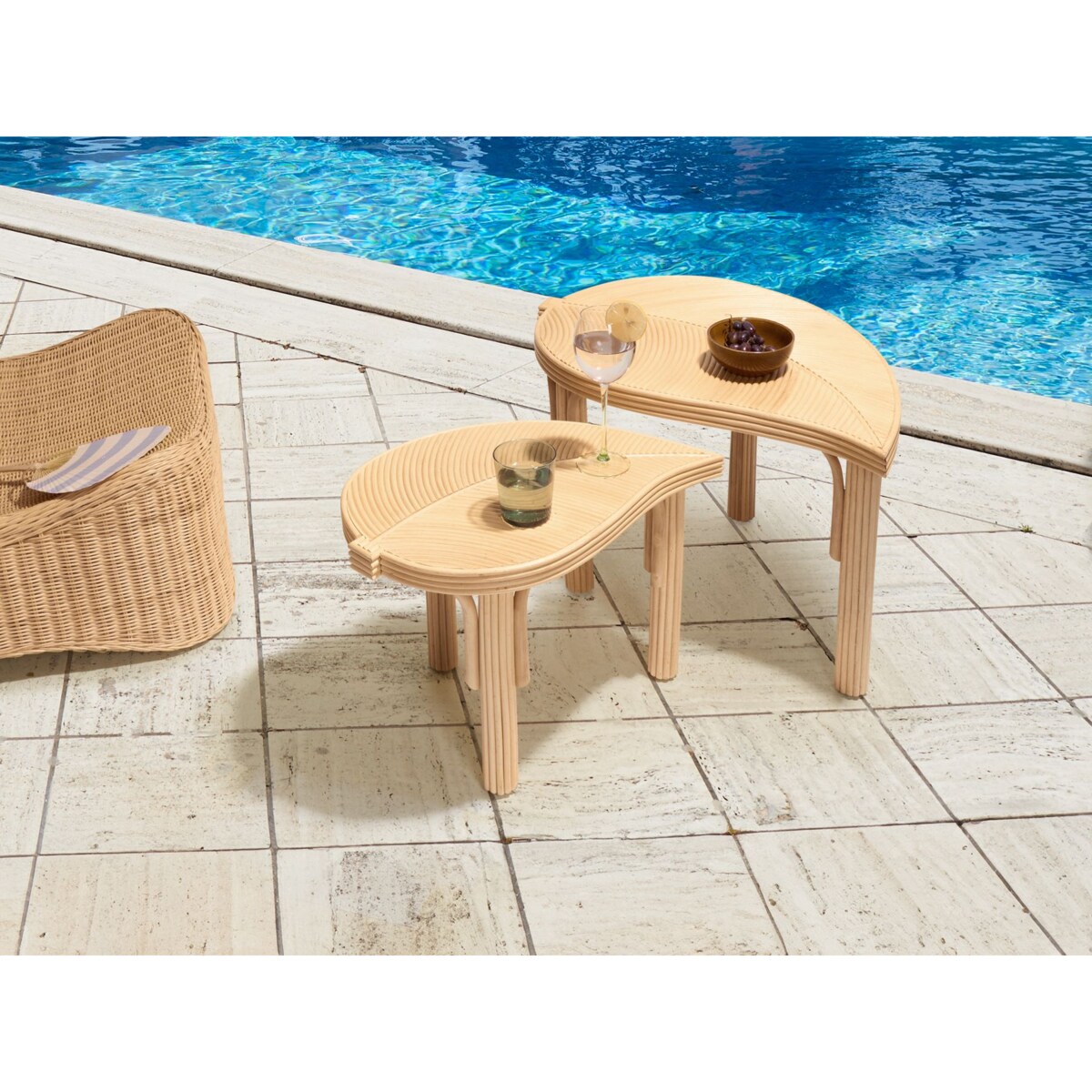 Zestaw 2 stolików kawowych PARALIA Rattan Naturalny