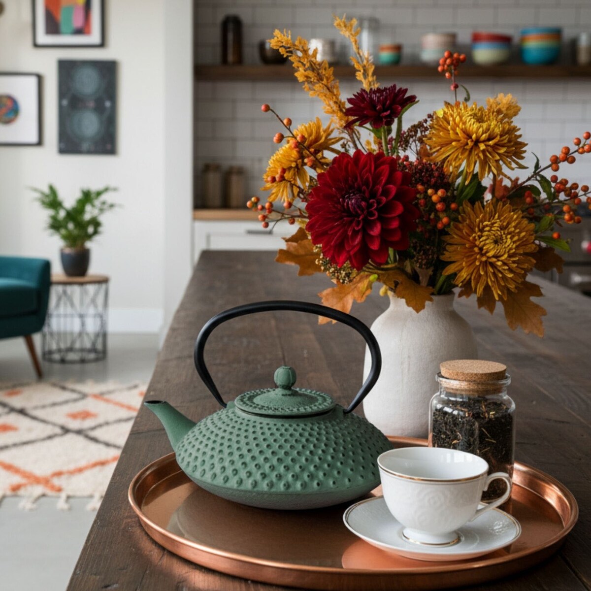 Czajnik żeliwny z zaparzaczem MIKA, 1250 ml