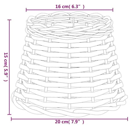 vidaXL Klosz do lampy, brązowy, Ø20x15 cm, wiklina