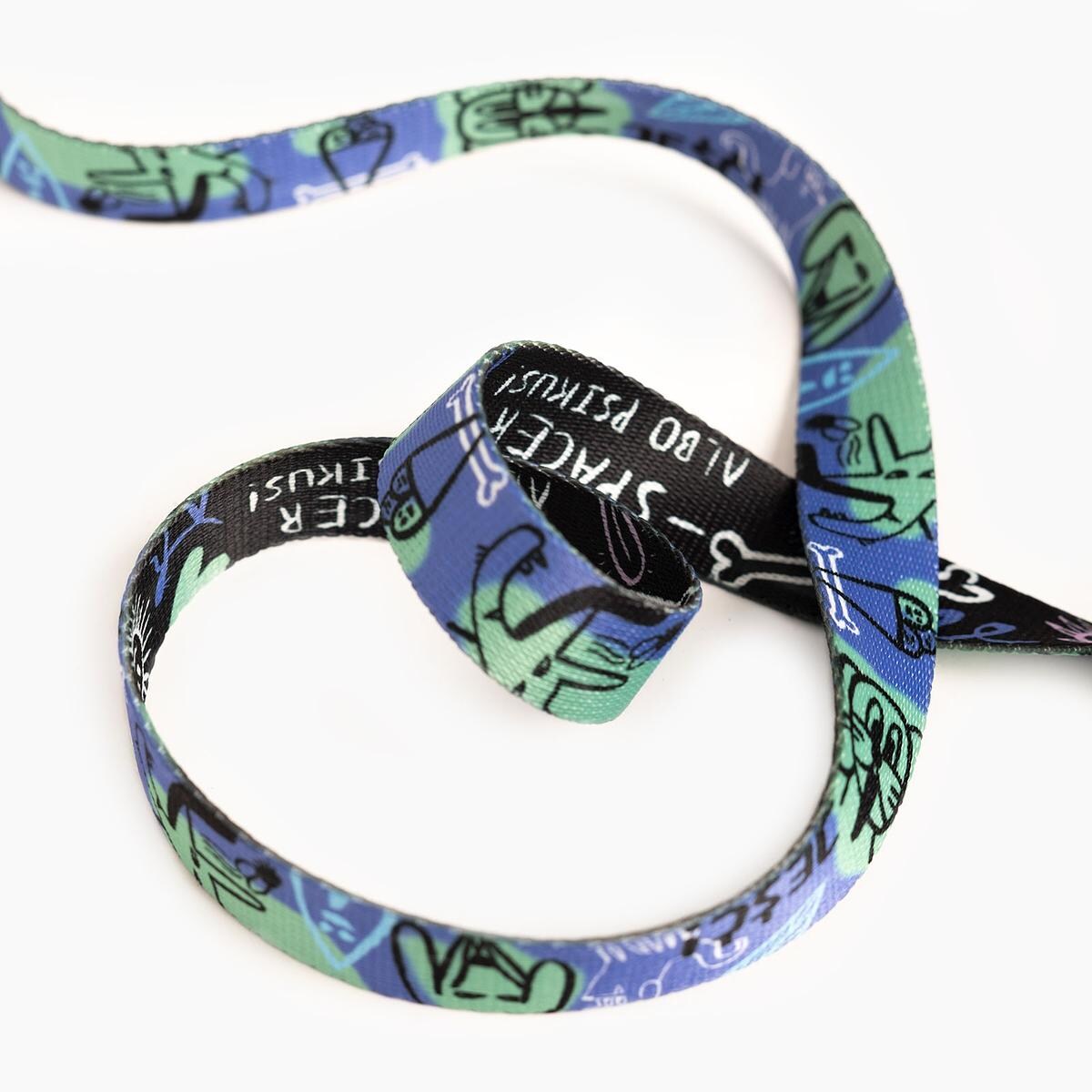 Smycz miejska dla psa lub kota "Spacer slbo psikus" - Szerokość taśmy: 25mm, Rozmiar: S oraz Rodzaj: Mały karabinek