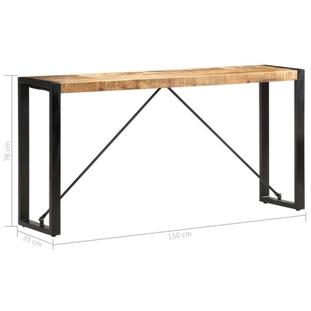 vidaXL Stolik typu konsola, 150 x 35 x 76 cm, lite drewno mango