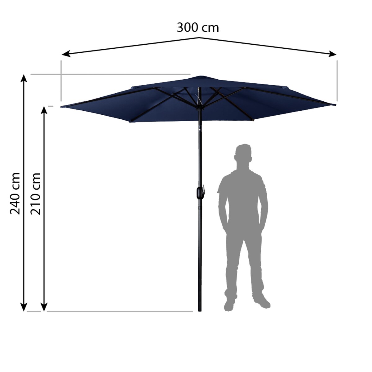 Duży parasol ogrodowy 300cm balkonowy składany + pokrowiec Plonos