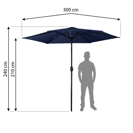 Duży parasol ogrodowy 300cm balkonowy składany + pokrowiec Plonos