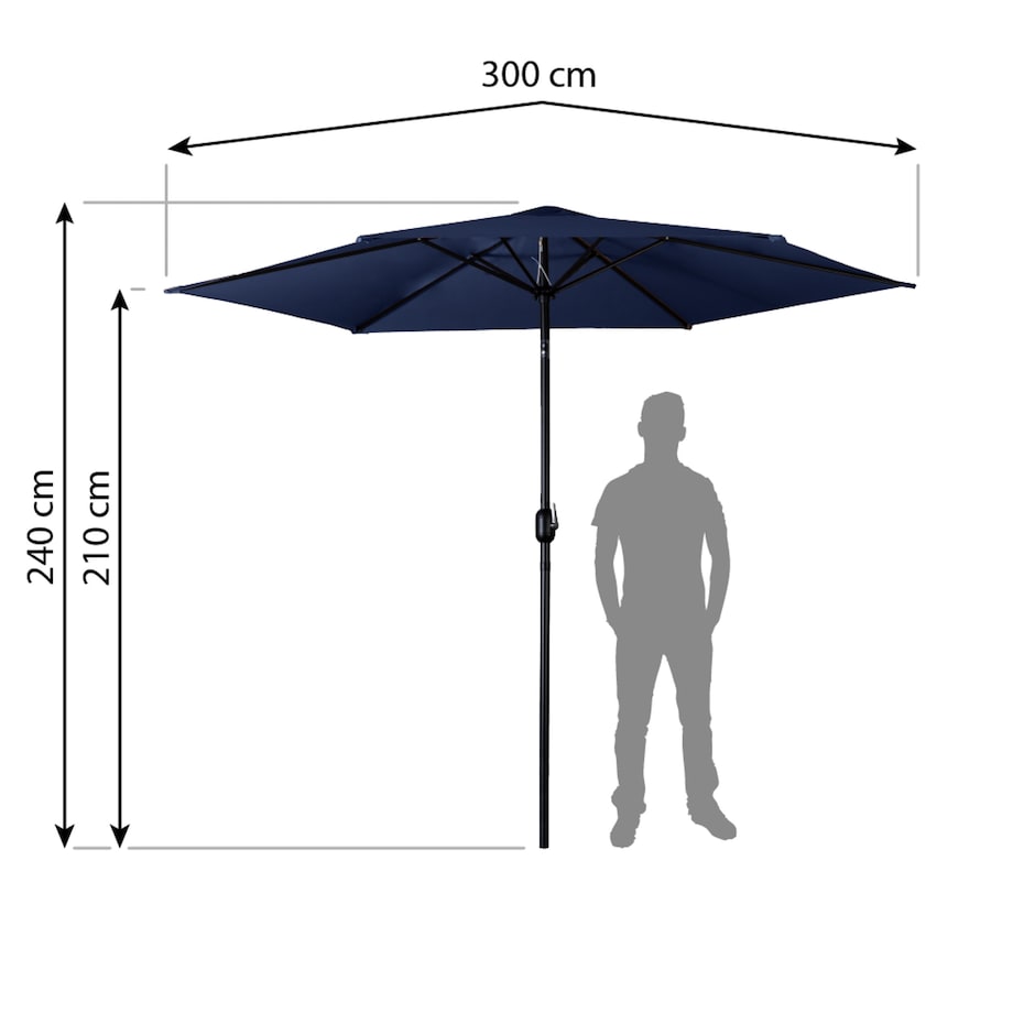 Duży parasol ogrodowy 300cm balkonowy składany + pokrowiec Plonos