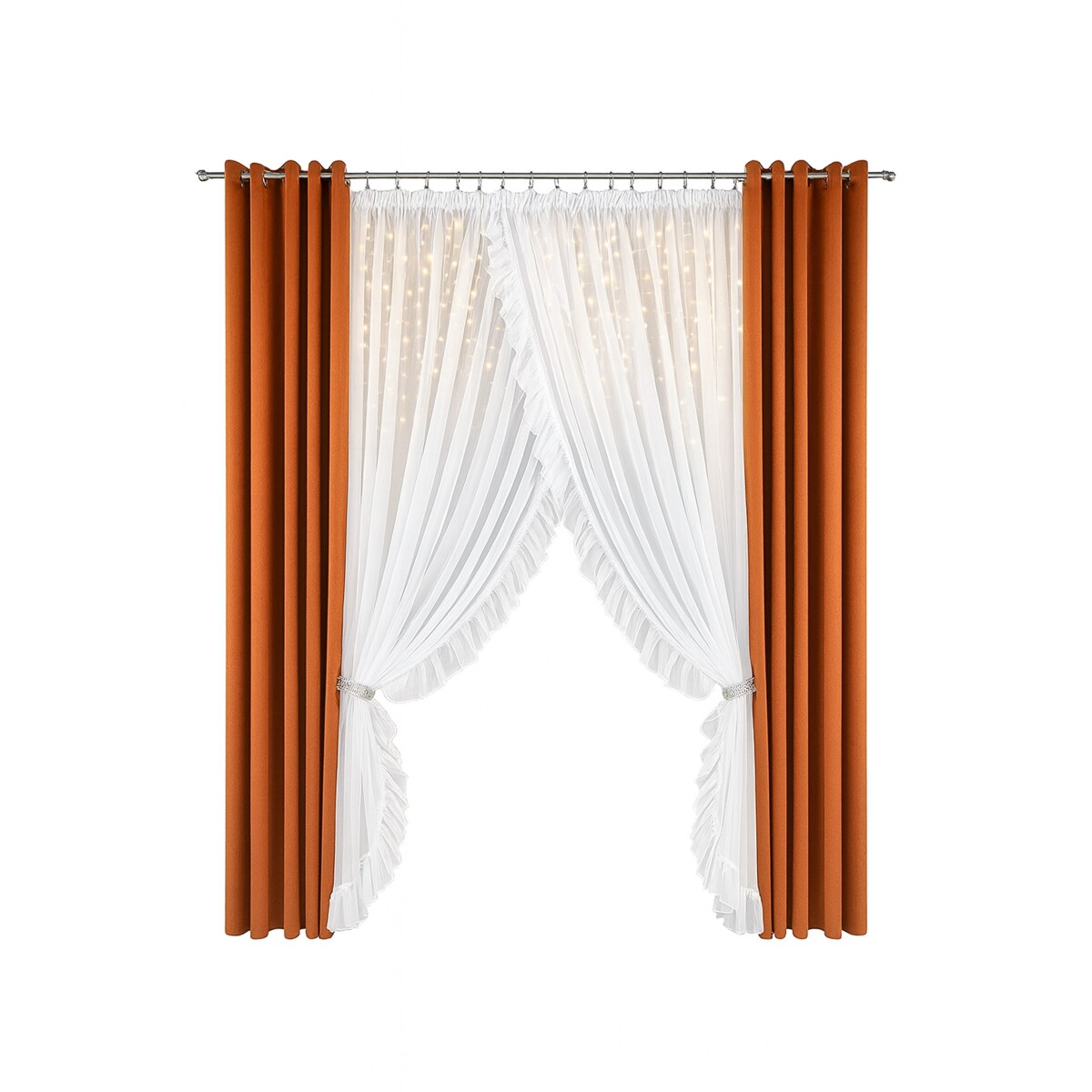 firana z falbanką | szyfon | zakładana na taśmie marszczącej | 400x270 | biała