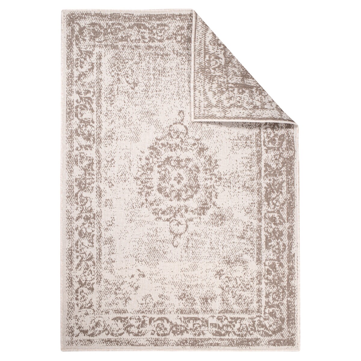 Funkcjonalny dywan na zewnątrz i do wnętrz, dwustronny DUO 55770 Krem 80x150