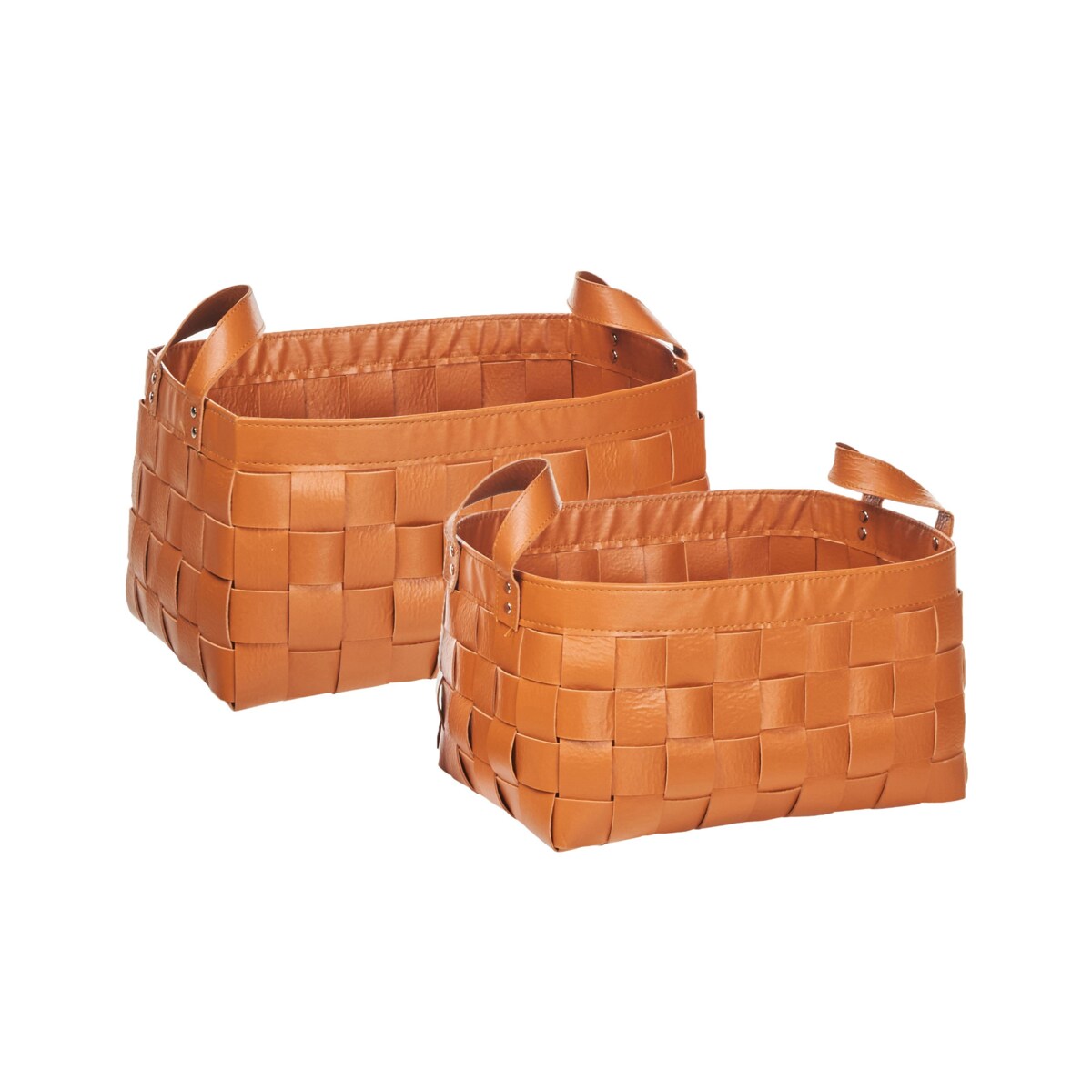 Zestaw 2 koszy z ekoskóry złoty brąz SIPPAR