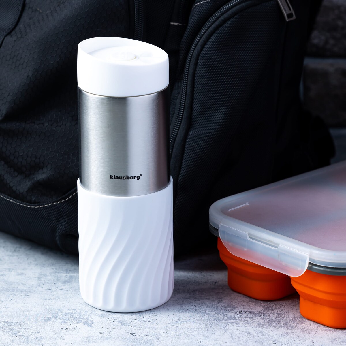 Kubek termiczny 400ml stal nierdzewna 18/8 KLAUSBERG biały