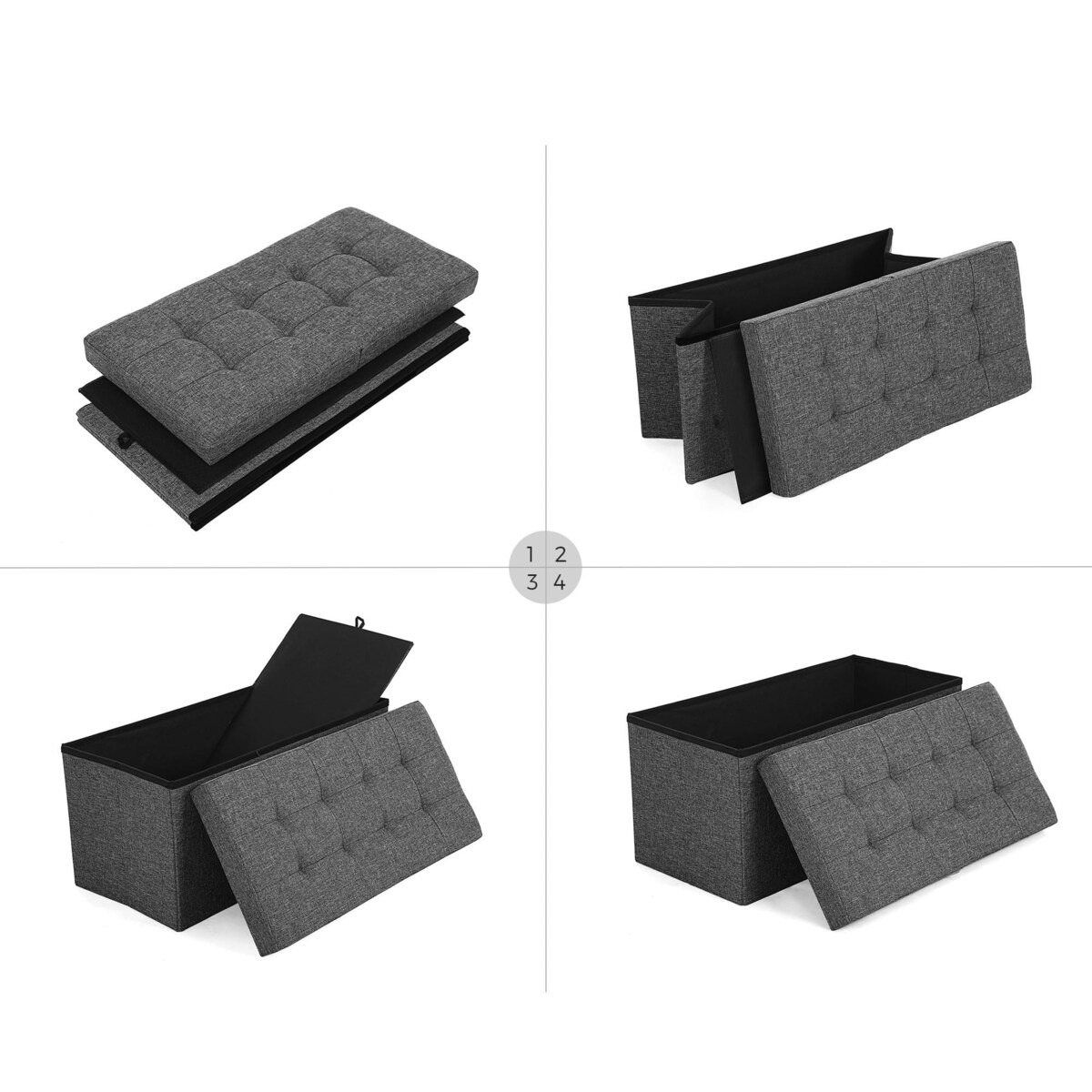 Pufa 76X38X38 Cm Ciemnoszary