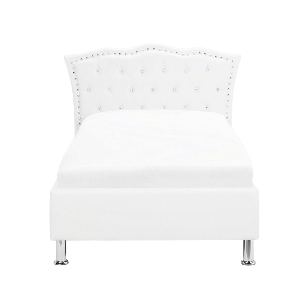 Łóżko z pojemnikiem ekoskóra 90 x 200 cm białe METZ