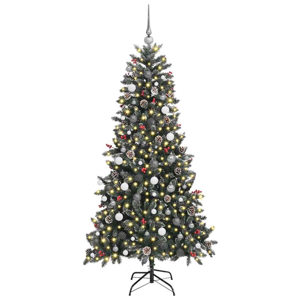 vidaXL Sztuczna choinka Zielony 114 x 114 x 210 cm PVC, plastik i stal