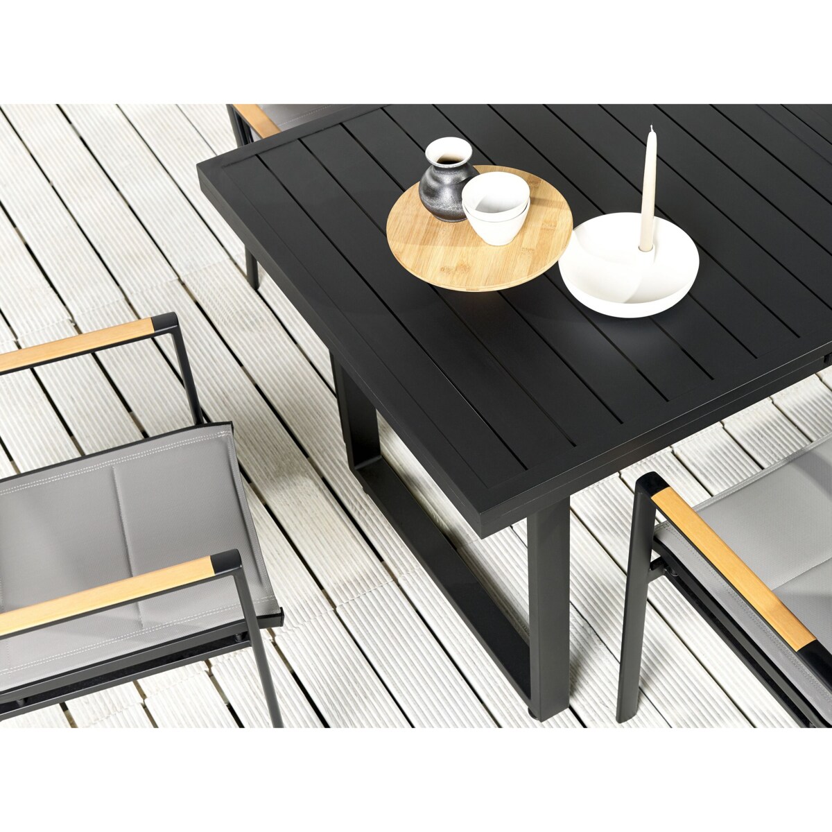Stół ogrodowy rozkładany 180/240 x 90 cm czarny VALCANETTO
