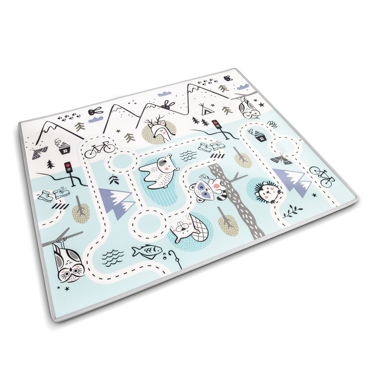 Mata piankowa edukacyjna dwustronna zwijana duża 180x150cm Nukido