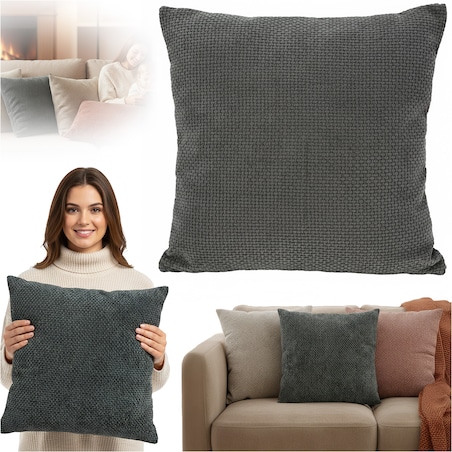 Poduszka Z Wkładem Ozdobna Jesienna Dekoracyjna 45X45 Cm Szara