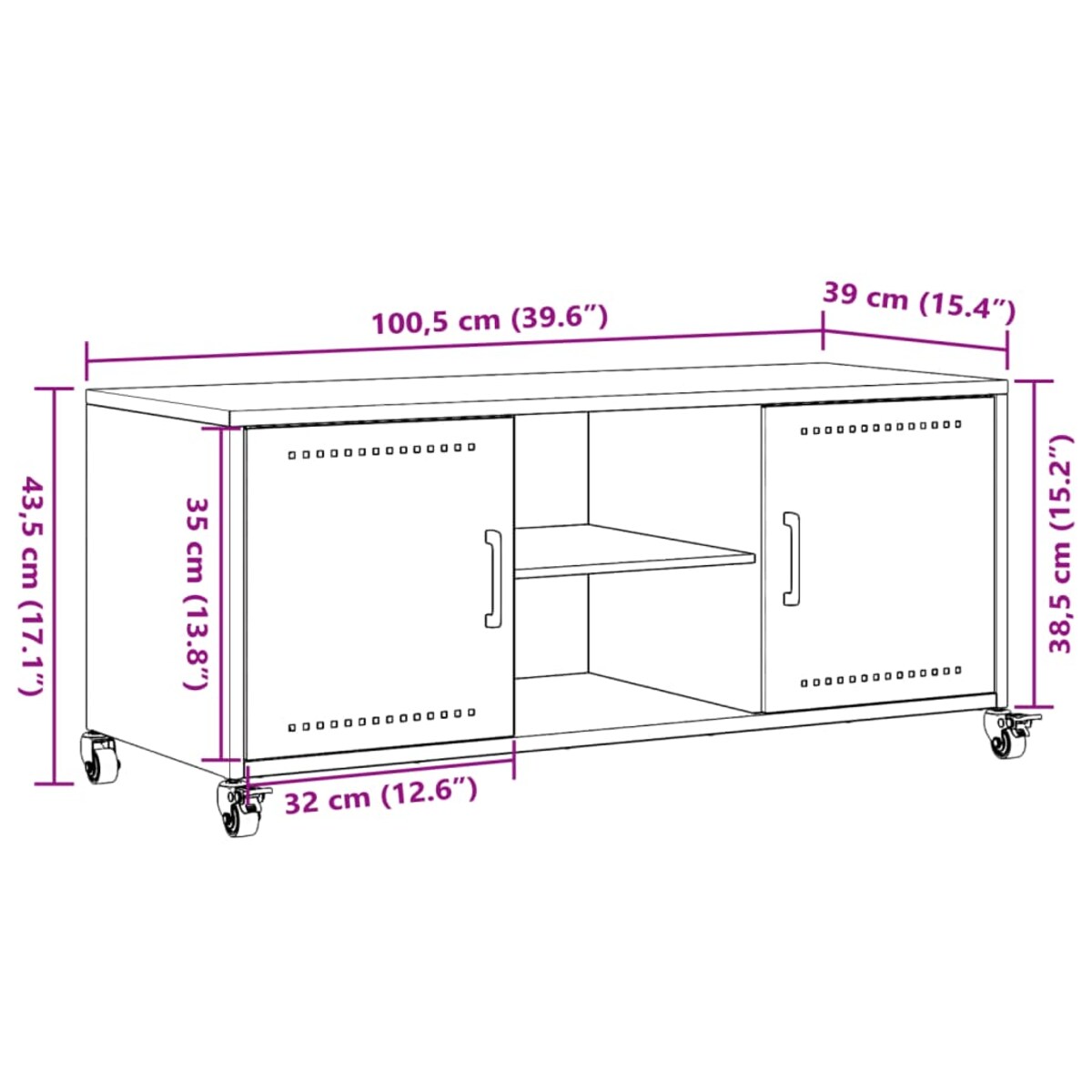 vidaXL Szafka RTV, antracytowa, 100,5x39x43,5 cm, stal