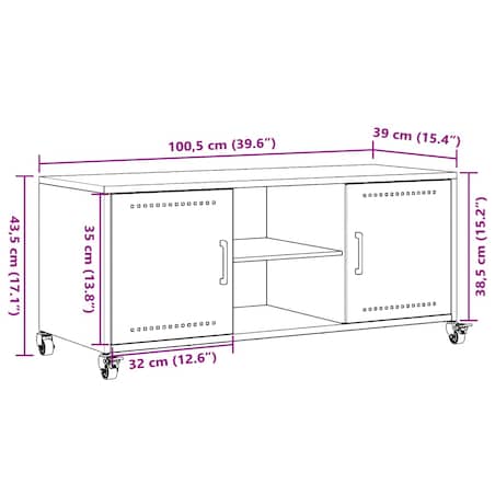 vidaXL Szafka RTV, antracytowa, 100,5x39x43,5 cm, stal