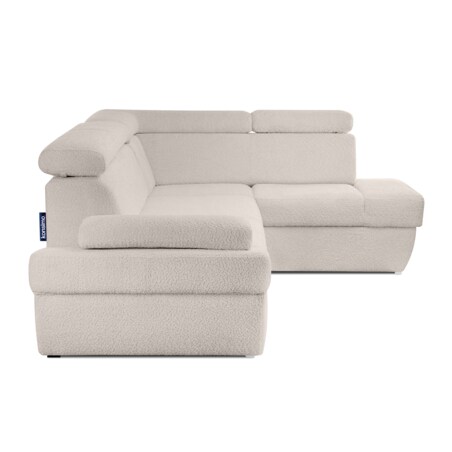 KONSIMO RATLO Narożnik rozkładany jagnięcy z pojemnikiem na pościel, jasny beż, prawy