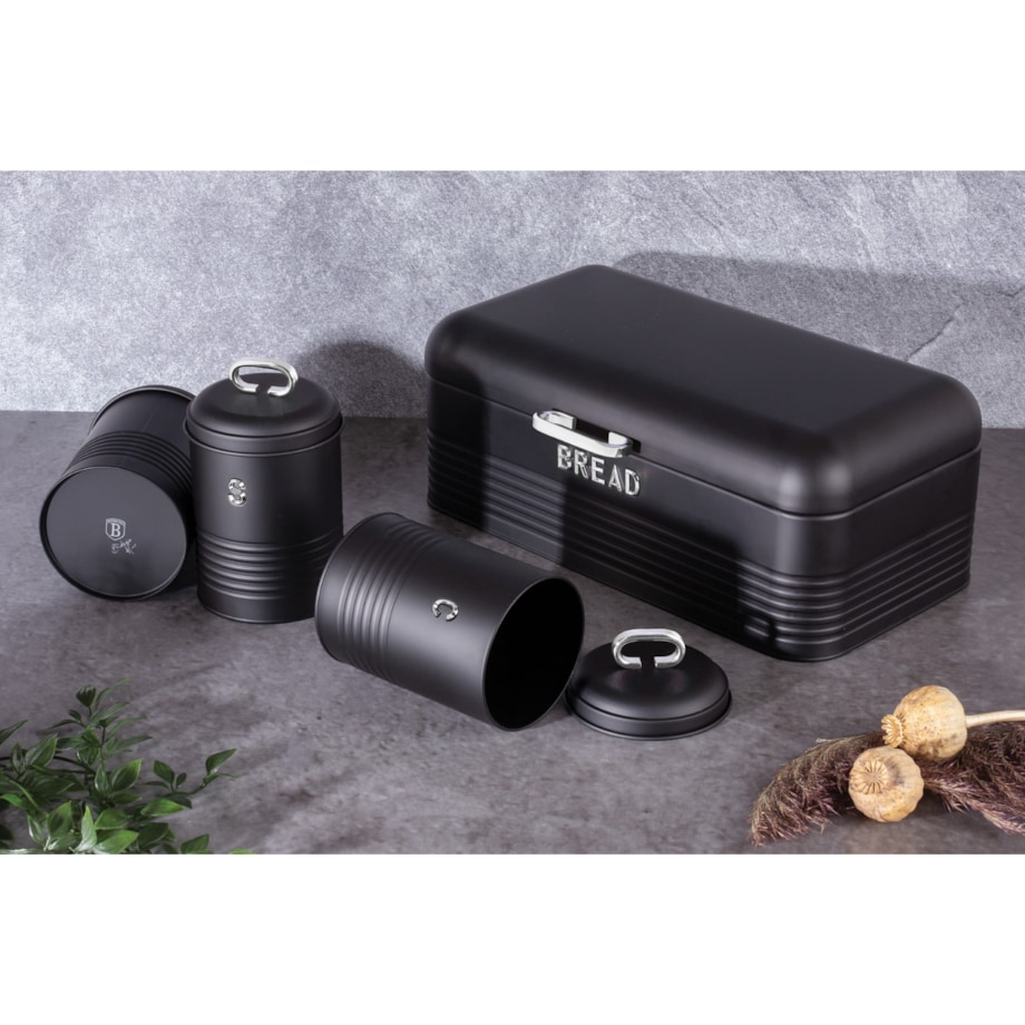 Chlebak stalowy z 3 pojemnikami pojemnik na chleb BERLINGER HAUS Black Silver