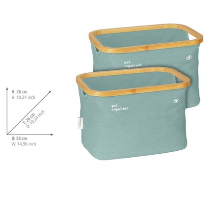 Kosz składany 2 szt. 26x38x26 cm COMPLESS miętowy