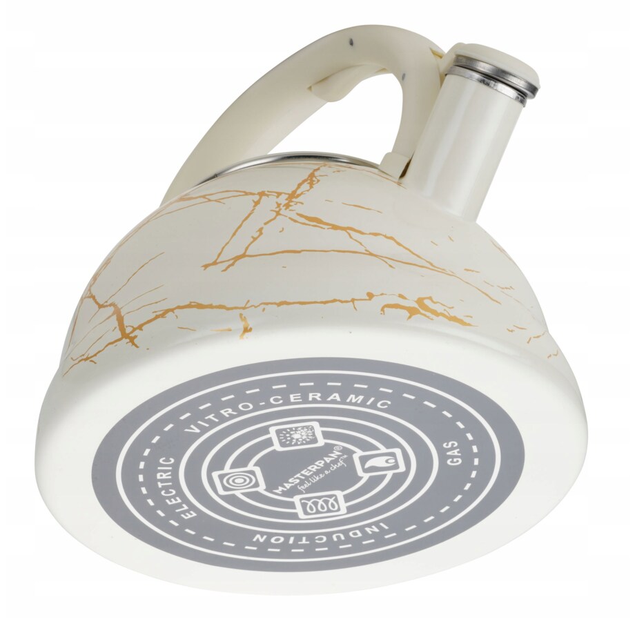 Czajnik Emaliowany Retro 2.2L Z Gwizdkiem Stal Węglowa Biały Indukcja Gaz