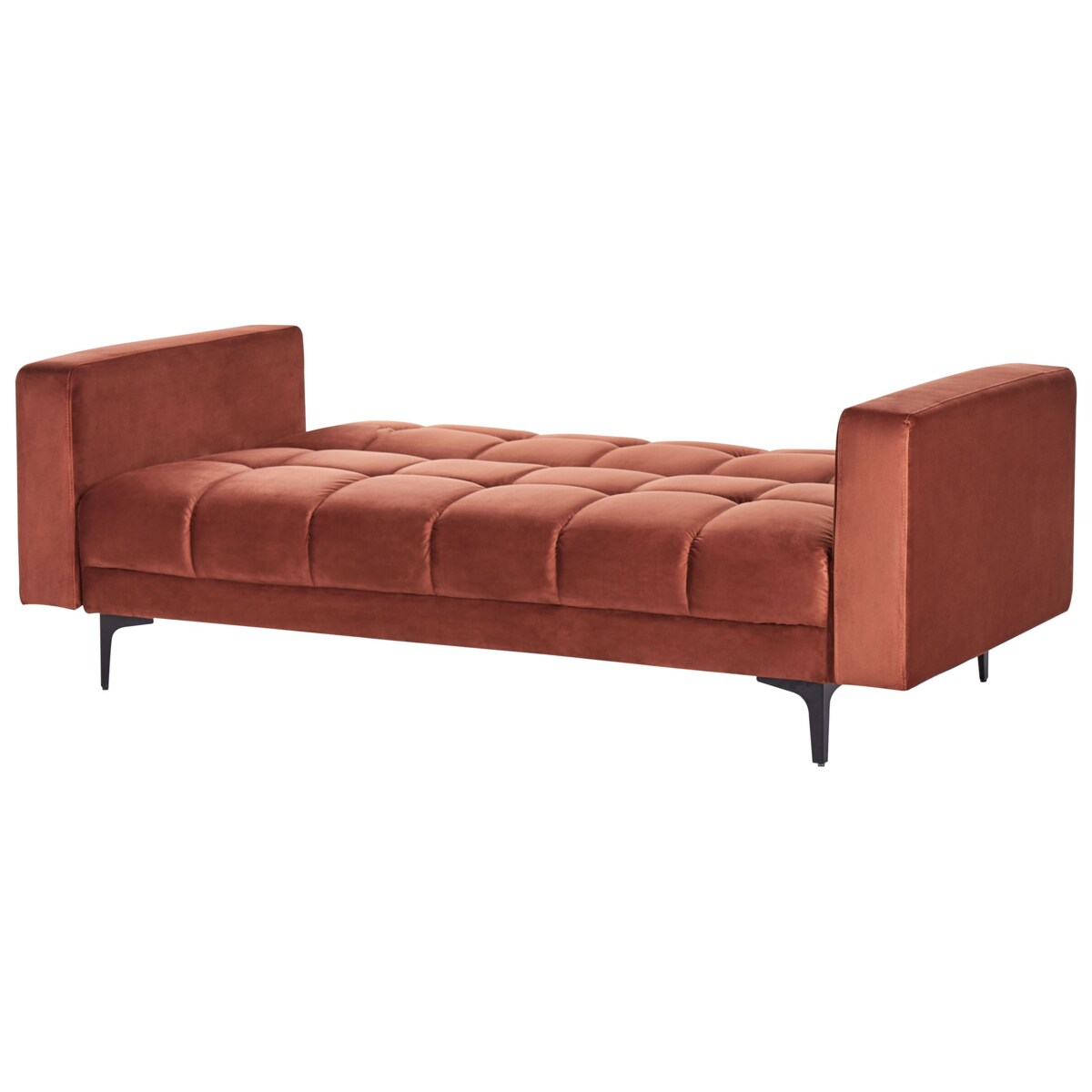 Sofa rozkładana welurowa czerwona ALNES