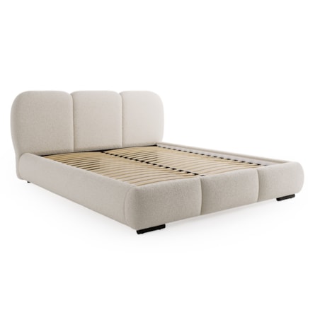 Łóżko tapicerowane 160x200 ROZA z pojemnikiem na pościel, białe