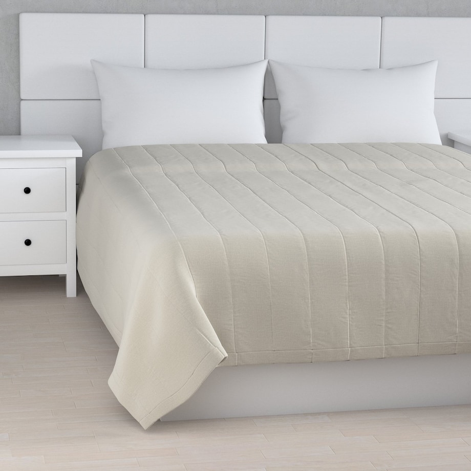 Narzuta pikowana w pasy 260x210 jasno szary welwet