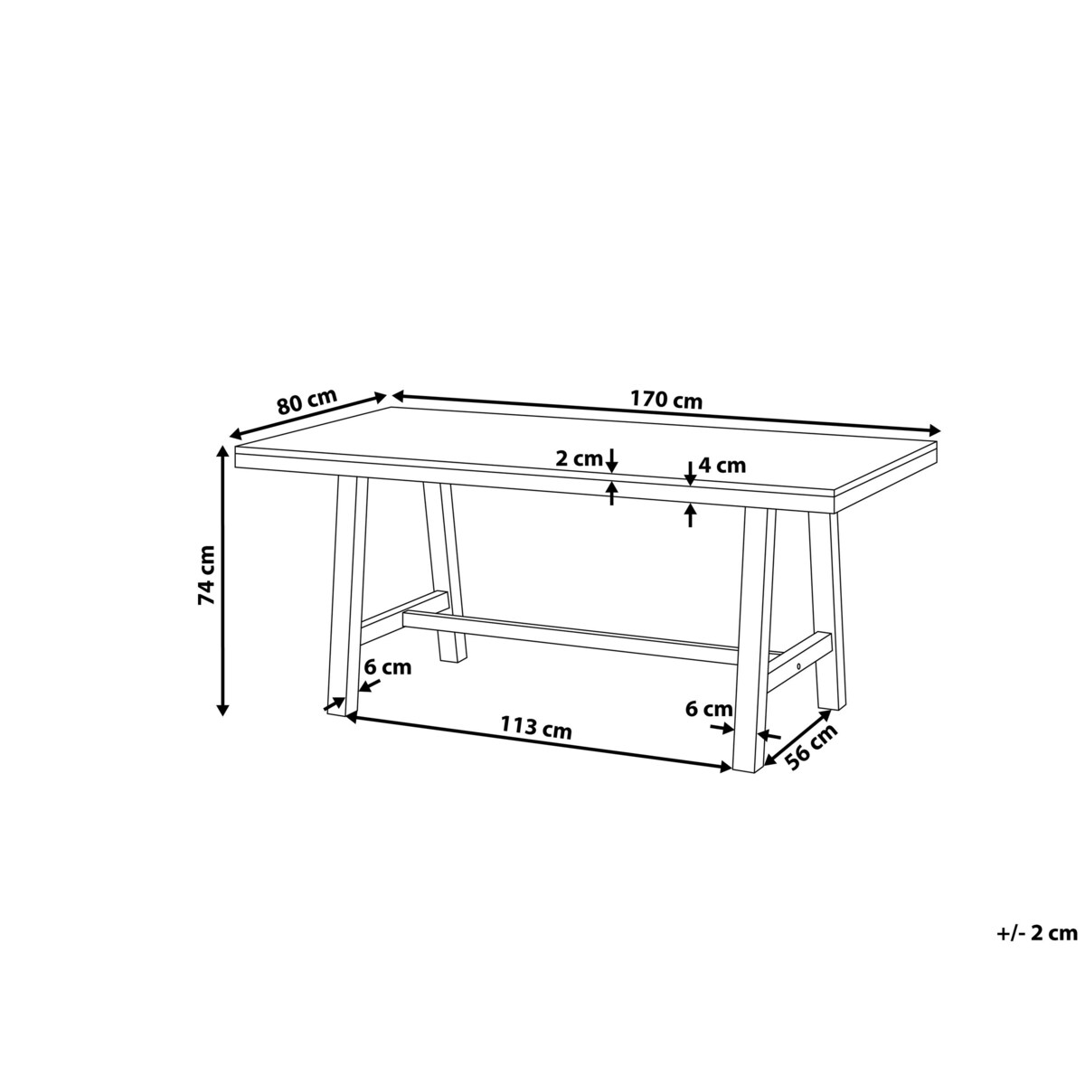 Stół do jadalni akacjowy 170 x 80 cm czarny SCANIA