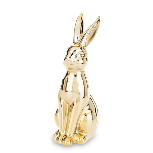 Dekoracja - siedzący złoty królik 24x8,5x12 cm