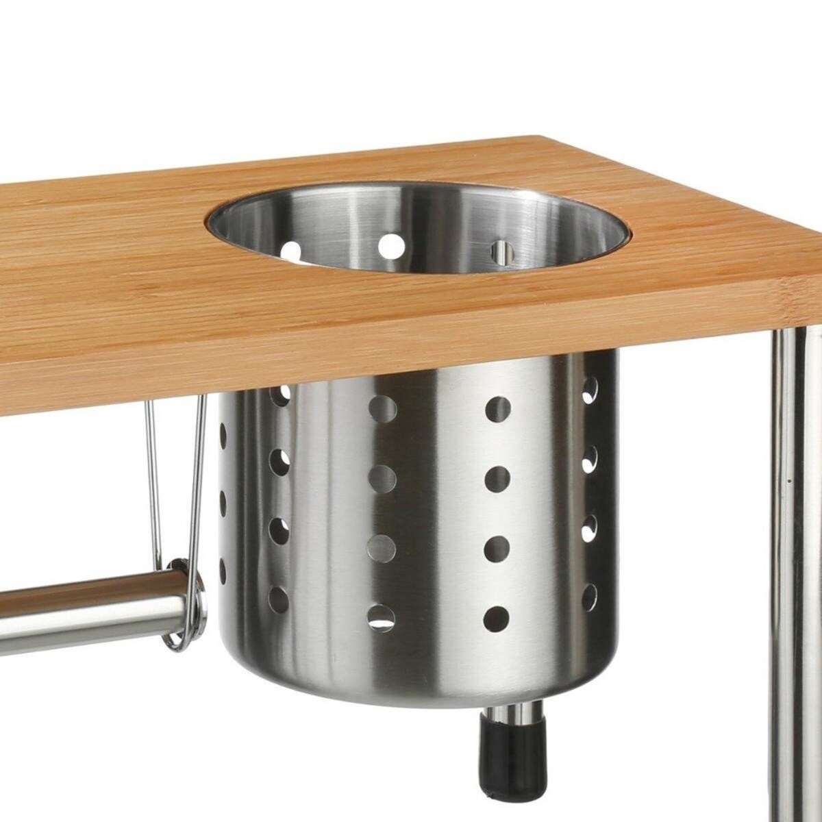 Półka kuchenna 3w1, bambus, stal nierdzewna