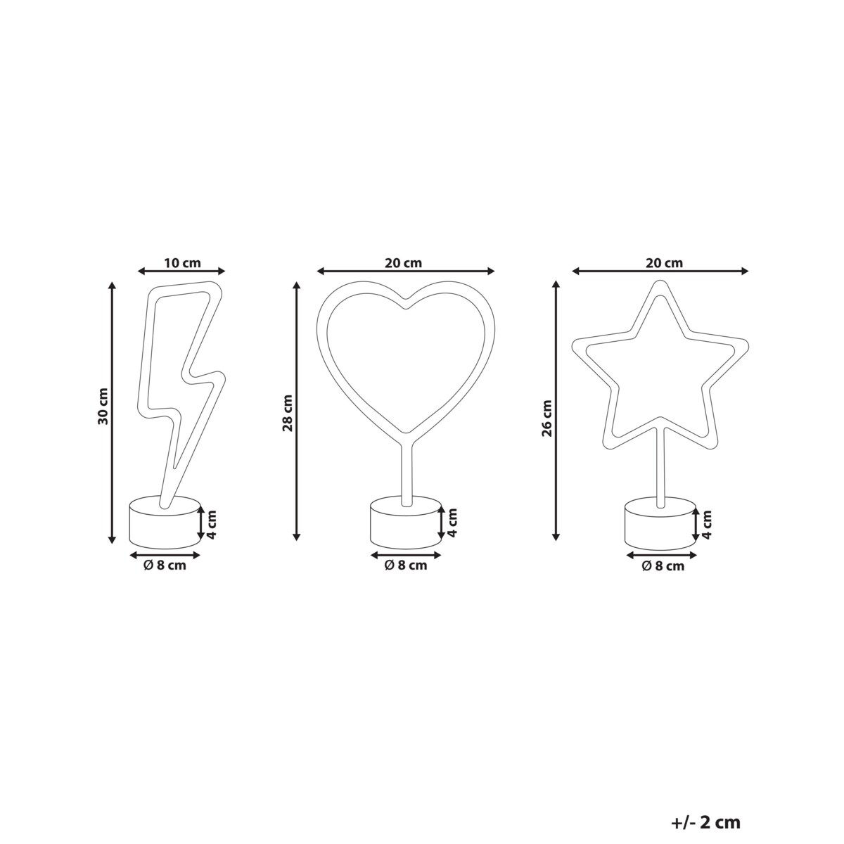 Zestaw 3 neonów LED wielokolorowy FLORETTA