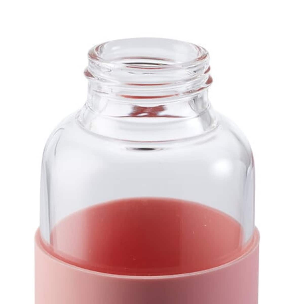 Butelka szklana z pokrowcem RÓŻOWA