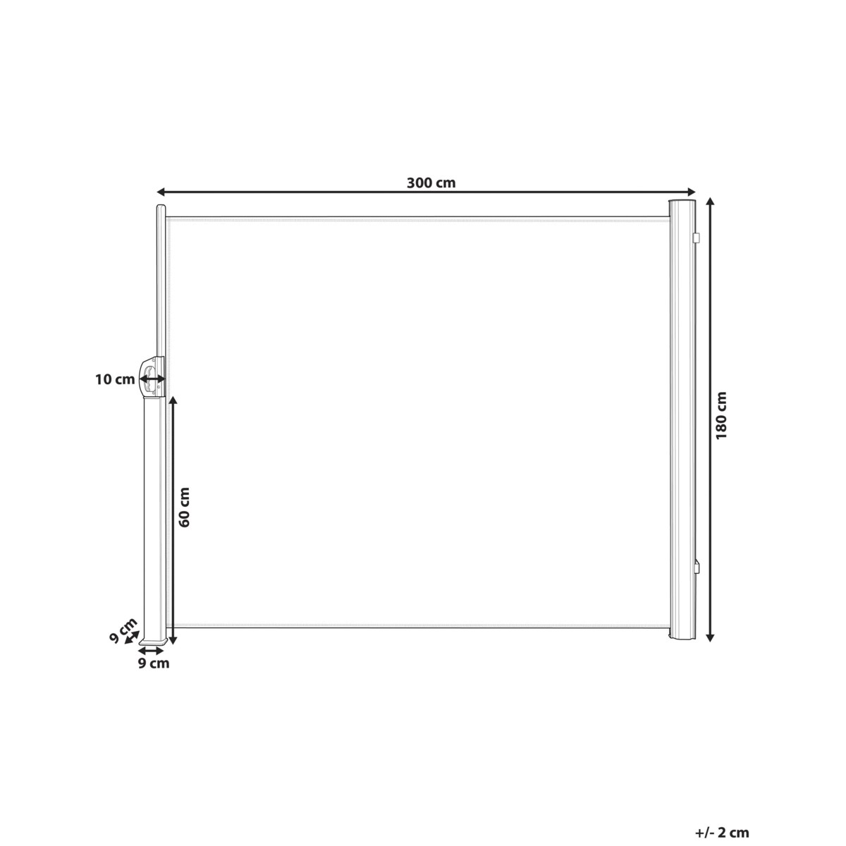 Markiza boczna zwijana 180 x 300 cm ciemnoszara DORIO