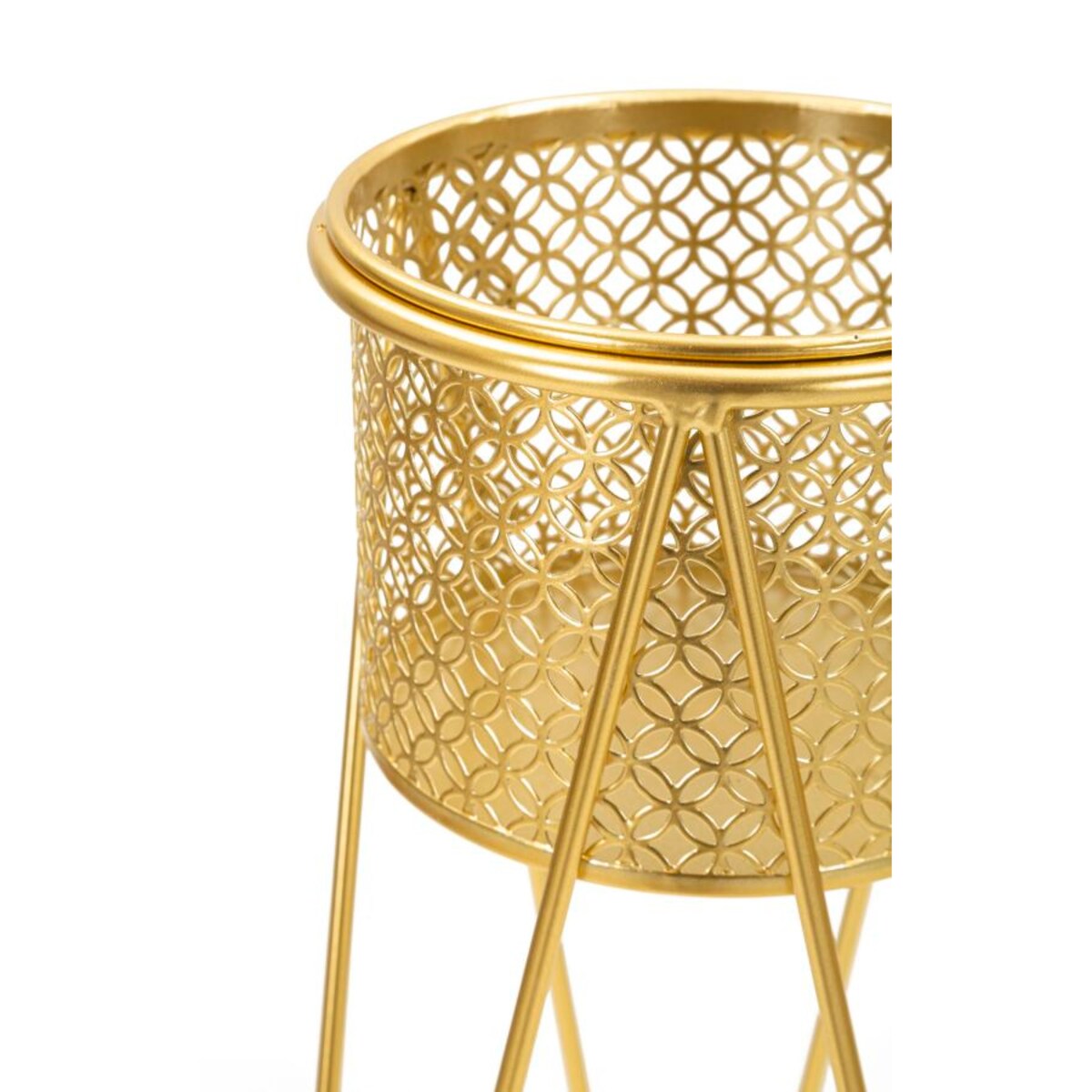 Kwietnik metalowy NAT, zestaw 2 szt., złoty, 21x20x46 i 18x18x32 cm