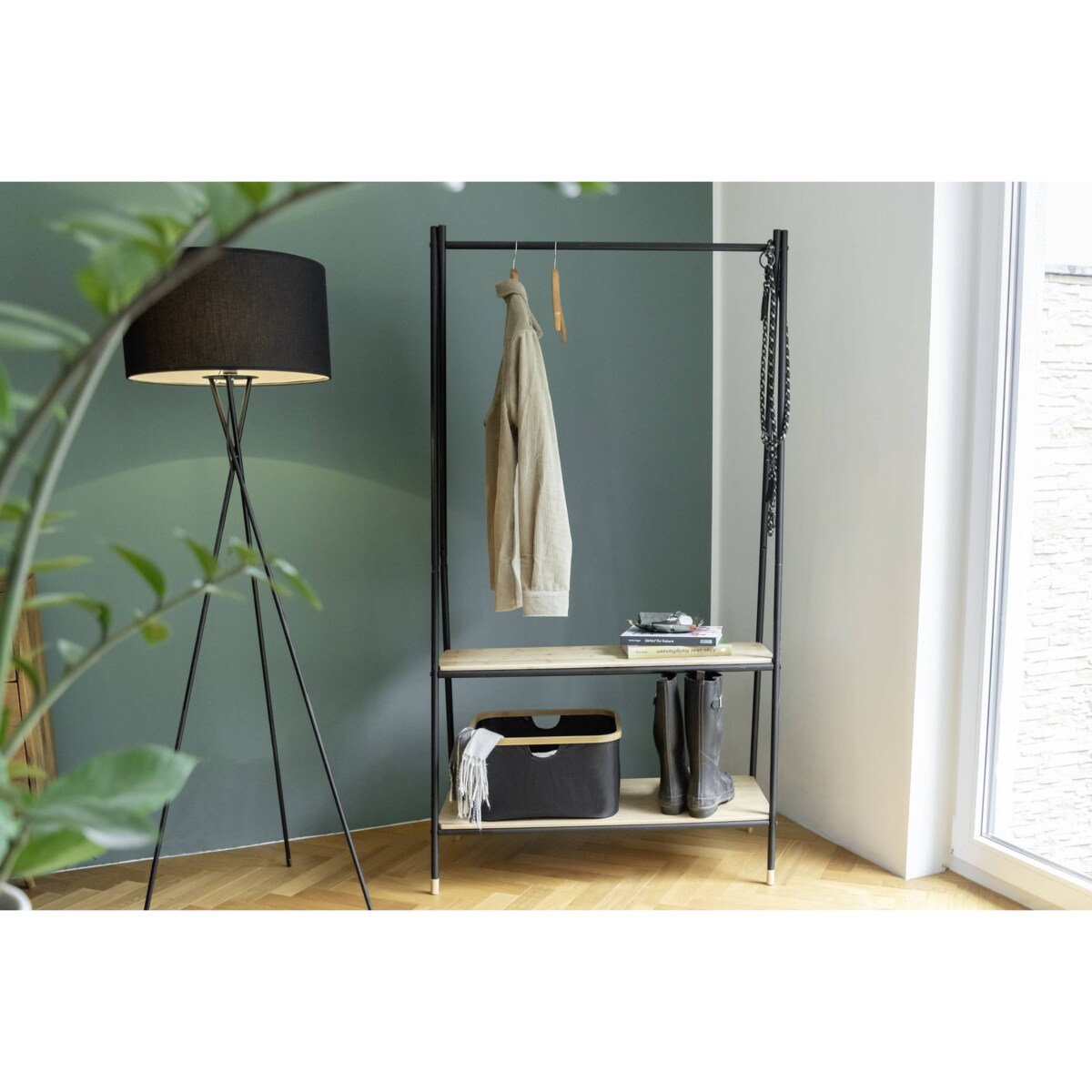 Stojący wieszak z bambusowymi półkami, 90 x 167 x 42 cm, Loft, WENKO