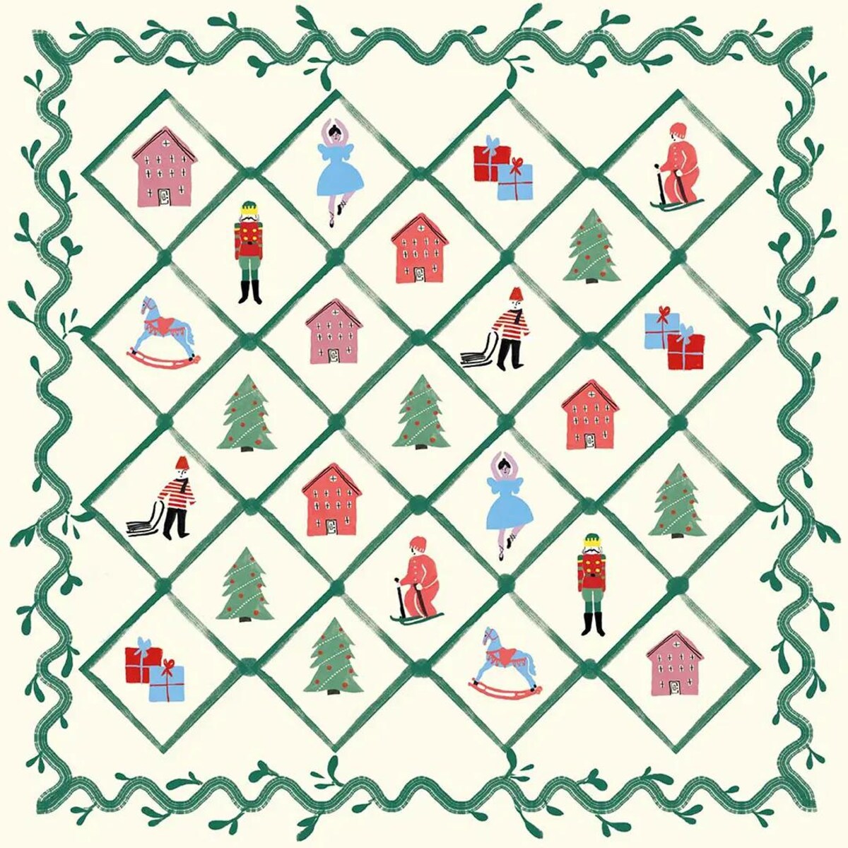 Poduszka świąteczna na krzesło - Retro wieniec