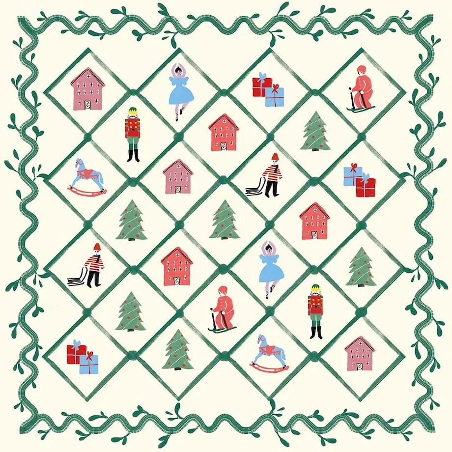 Poduszka świąteczna na krzesło - Retro wieniec