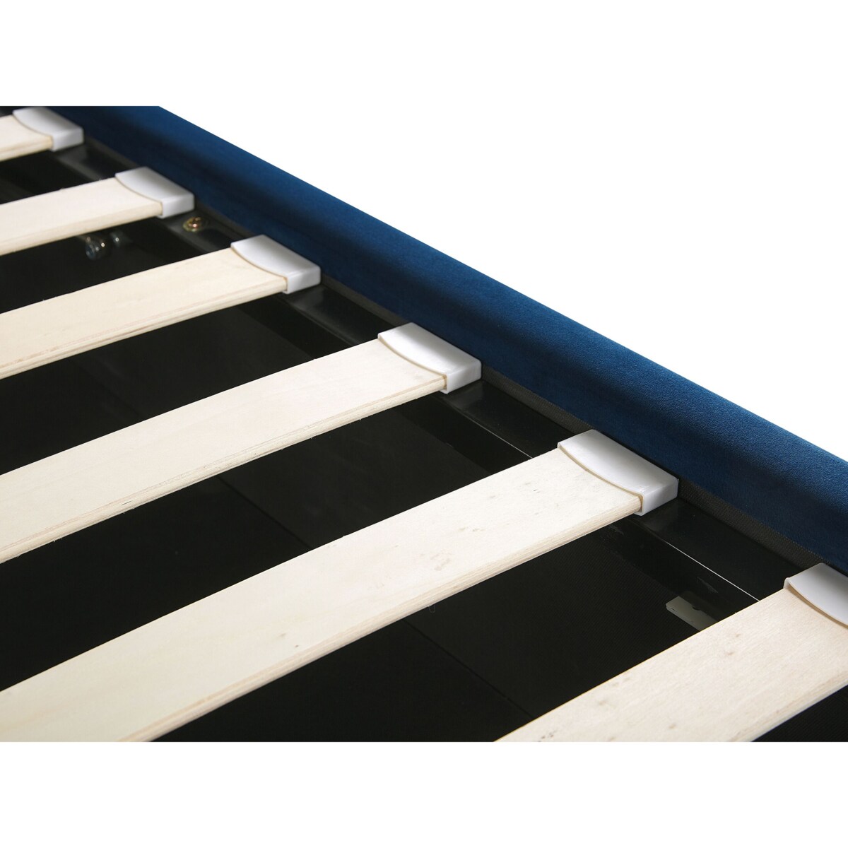 Łóżko z pojemnikiem Welur SEZANNE 180 x 200 cm Granatowy