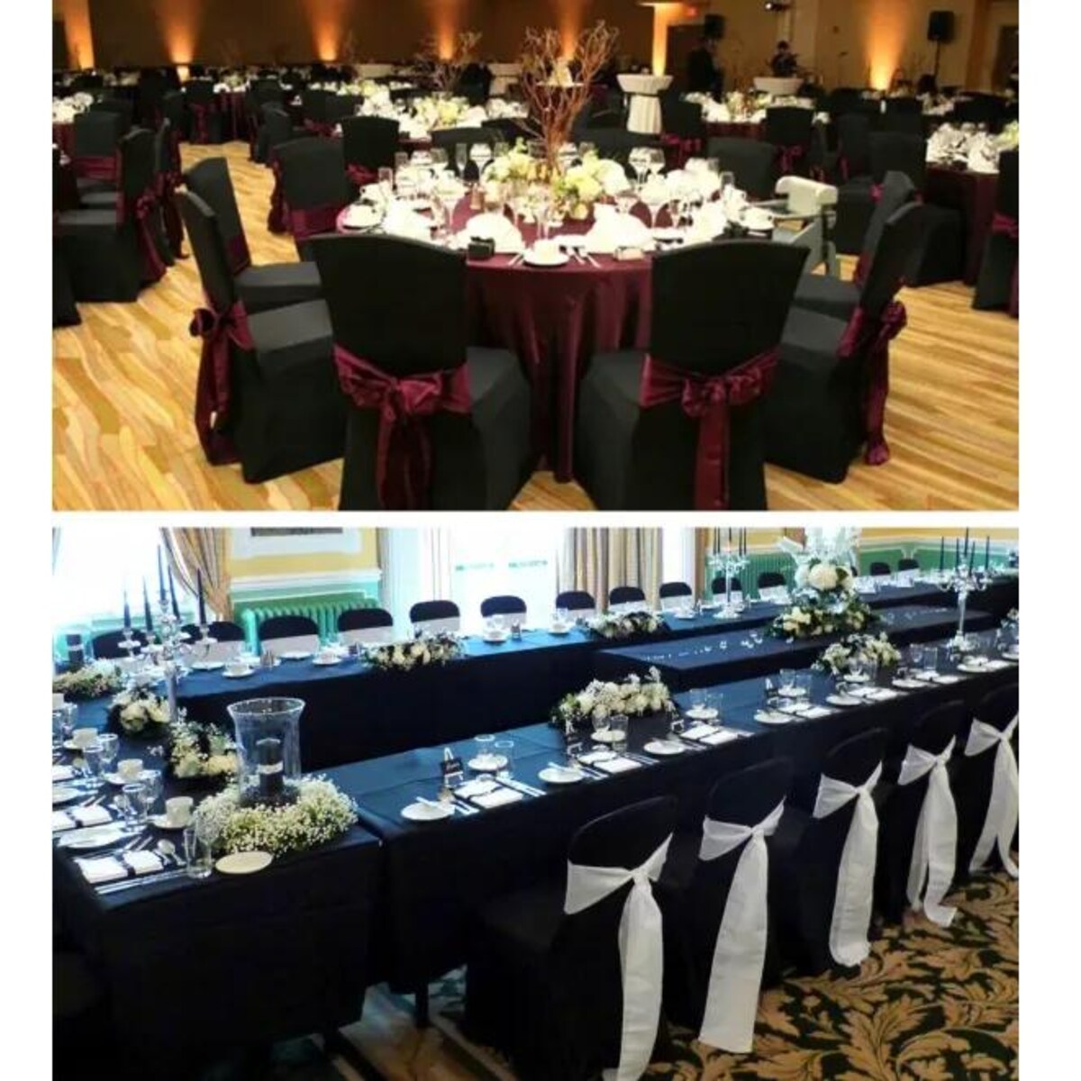 POKROWIEC NA KRZESŁO BANKIETOWE CZARNY ŚLUBNY ŚLUB ELASTYCZNY [21BC]