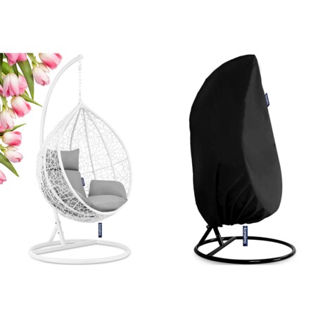 KONSIMO CULLUS Wiszący fotel kokon z technorattanu i pokrowcem, biały