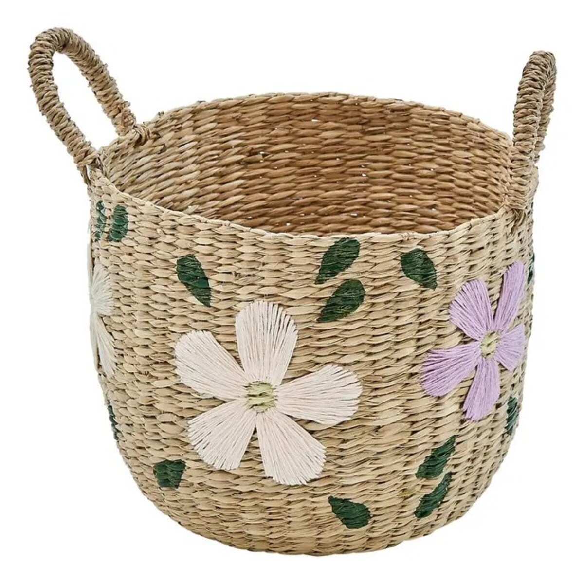 Komplet 3 koszy z trzciny ozdobione kwiatami, Sauv