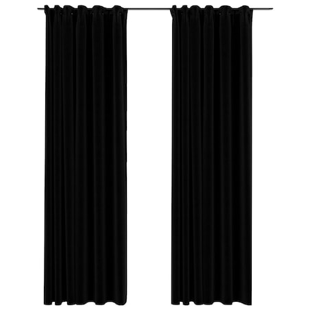 vidaXL Zasłony stylizowane na lniane, 2 szt., czarne, 140x225 cm